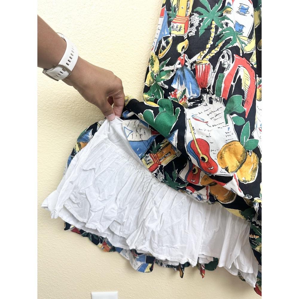 J.Crew Postcard Fruit Print Midi Dress 100% Cotton Sz 4 Tropical Lemon Guitar - Picture 5 of 9